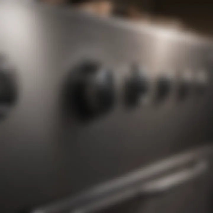Close-up of stainless steel finish on kitchen appliances