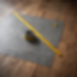 Measuring tape on a floor plan