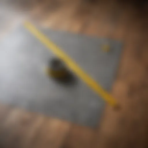 Measuring tape on a floor plan