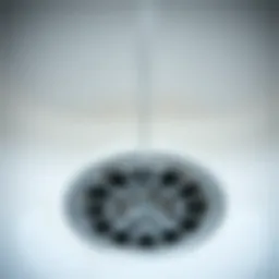 Close-up of a bathroom sink drain showing water accumulation