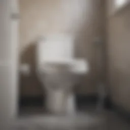 A close-up view of a toilet showing signs of blockage