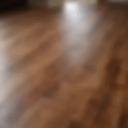 Detailed view of a wood floor stain