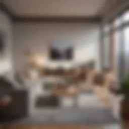 Modern apartment interior showcasing a cozy living space