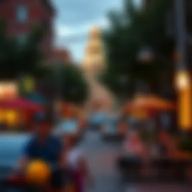 Vibrant neighborhood scene illustrating local community life