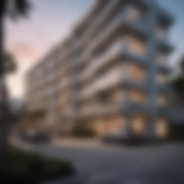 Modern apartment buildings in a popular Miami district.