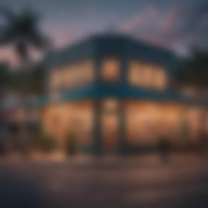 Vibrant street view of a Miami neighborhood showcasing trendy cafes and shops.