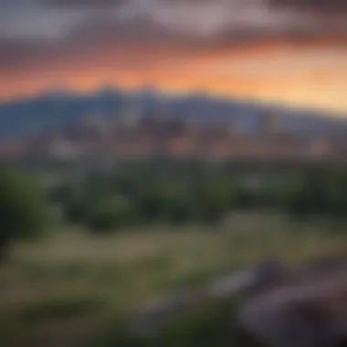 A scenic view of Denver's skyline against the Rocky Mountains