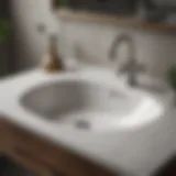 Close-up of a clogged bathroom sink with standing water