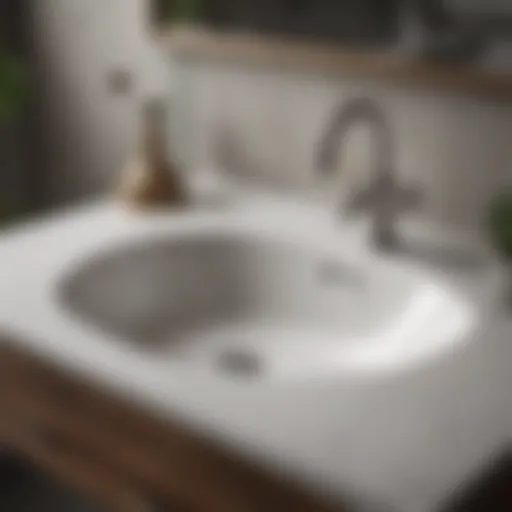 Close-up of a clogged bathroom sink with standing water