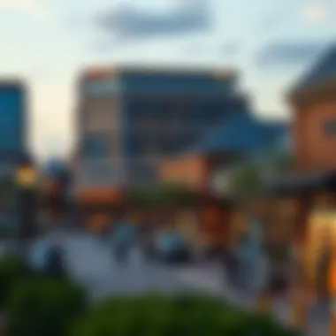 A bustling shopping center representing community amenities in a Dallas suburb