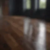 Elegant dark wood floor with sunlight reflection
