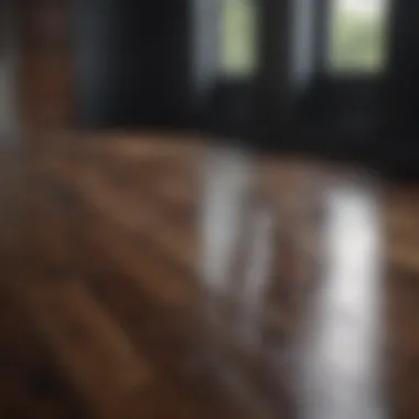 Elegant dark wood floor with sunlight reflection