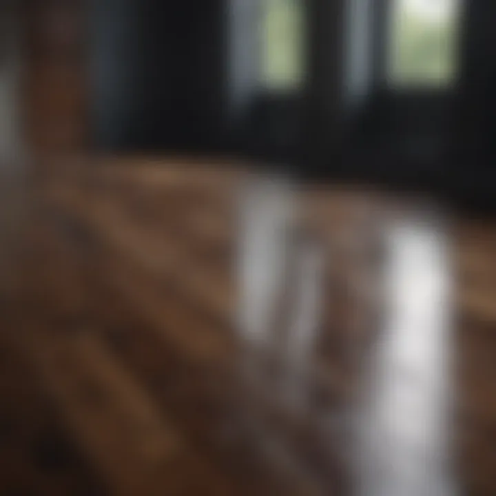 Elegant dark wood floor with sunlight reflection