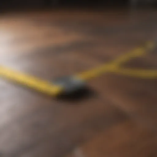 Measuring tape on a wooden floor