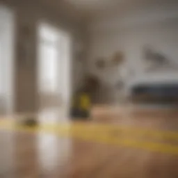 Measuring a room with a tape measure