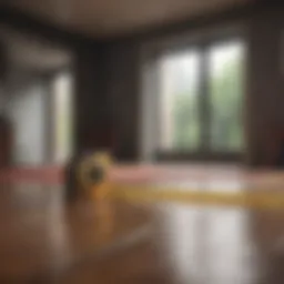 Measuring tape laid out in a room