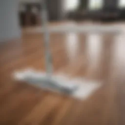 Steam mop in action on laminate flooring