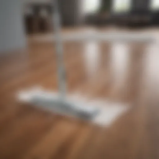 Steam mop in action on laminate flooring