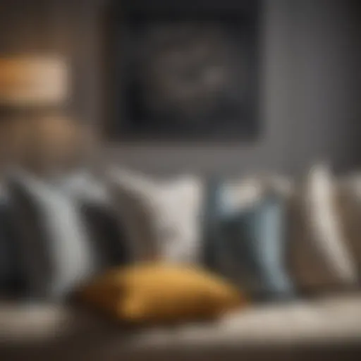 Elegant assortment of decorative pillows on a stylish sofa