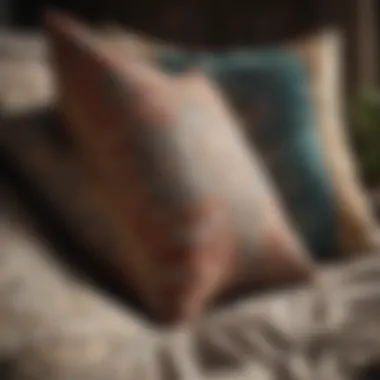 Close-up of various fabrics used in decorative pillows