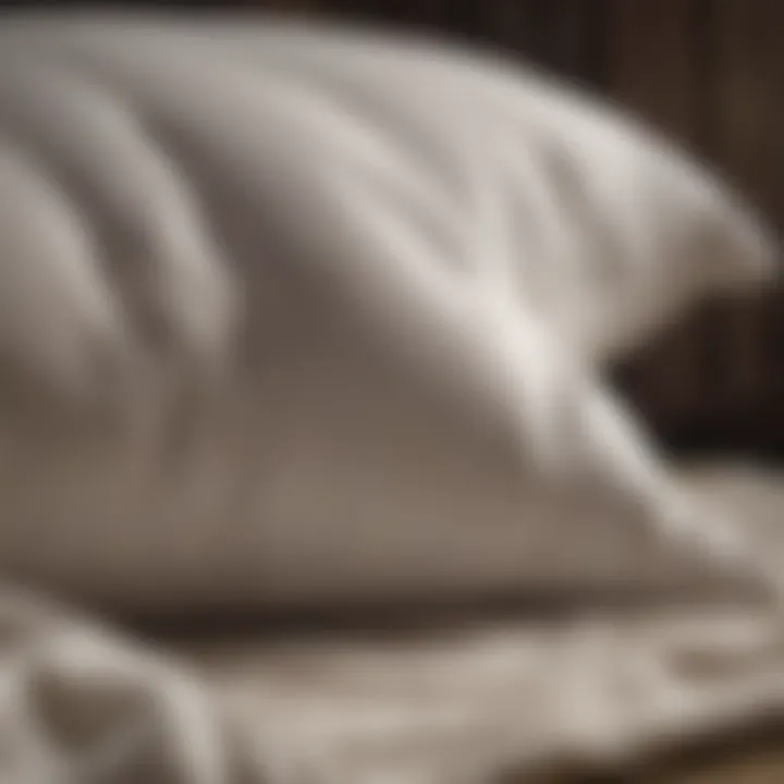 Close-up of a down pillow being carefully fluffed and inspected.