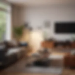 Neatly organized living room with minimal clutter