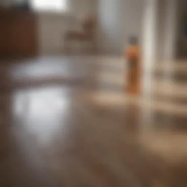 Cleaning supplies arranged for laminate floor maintenance