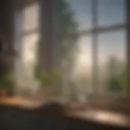 Crystal-clear window reflecting sunlight