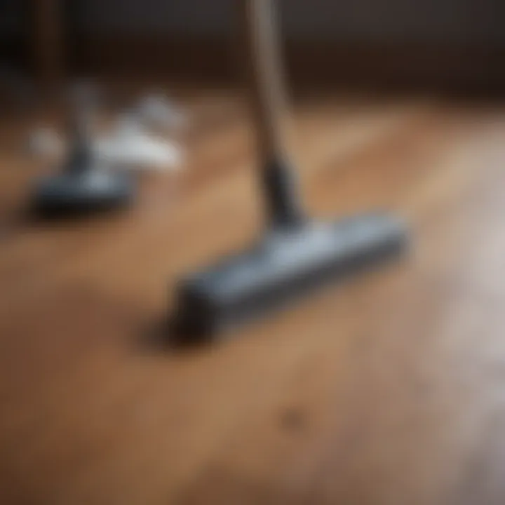 Various cleaning tools arranged neatly on a wooden surface