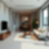 Modern apartment interior showcasing amenities