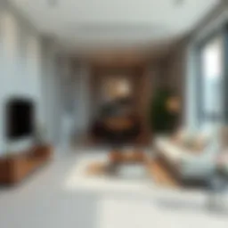 Modern apartment interior showcasing amenities