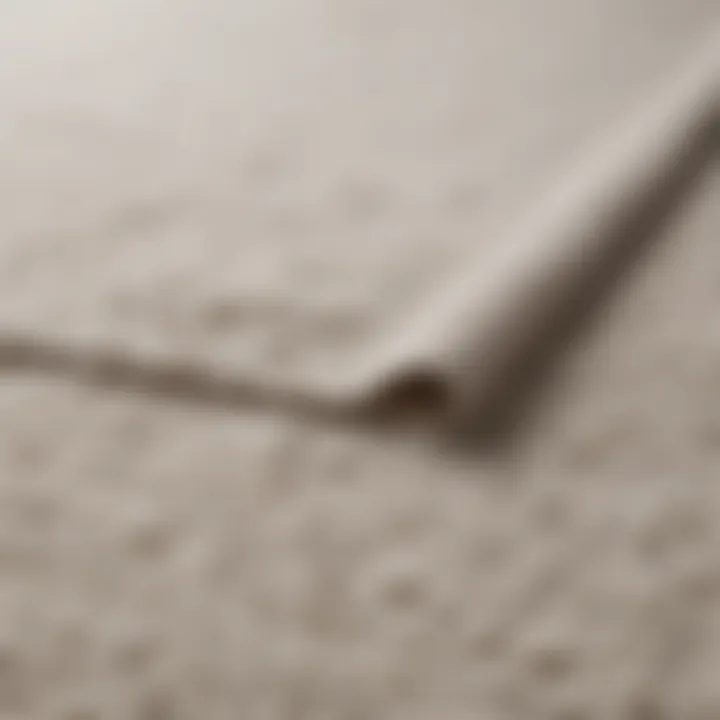 Close-up of a white rug with cleaning supplies arranged for maintenance