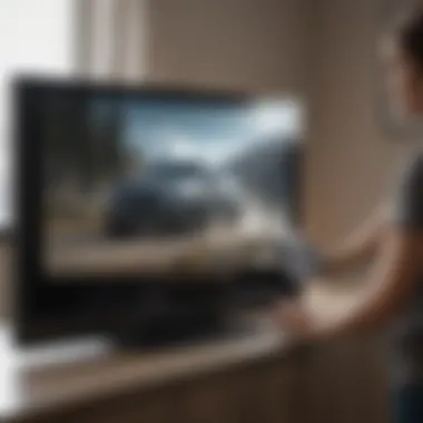 Vizio TV screen being cleaned with a microfiber cloth