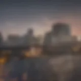 Aerial view of Miami skyline at sunset