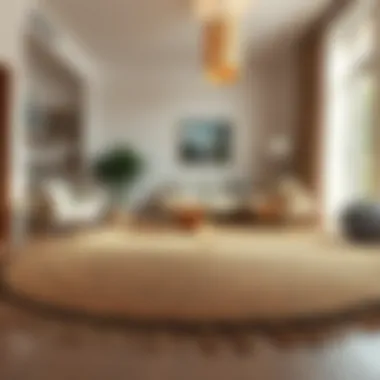 A beautifully woven rug displayed in a living room setting