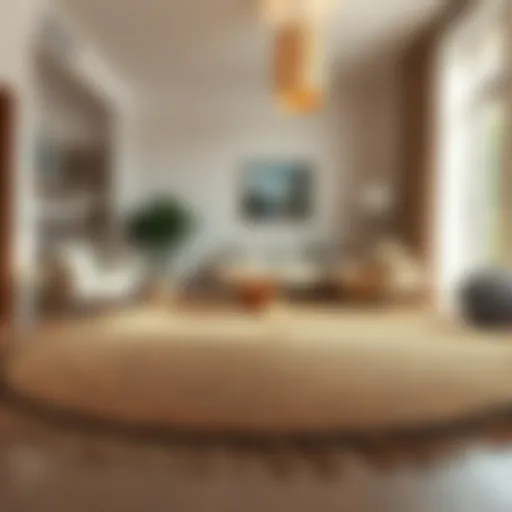 A beautifully woven rug displayed in a living room setting