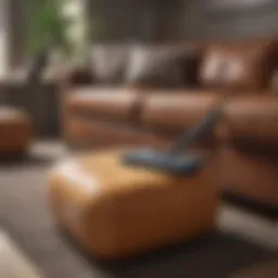 Sofa cleaning tools arranged neatly on a surface