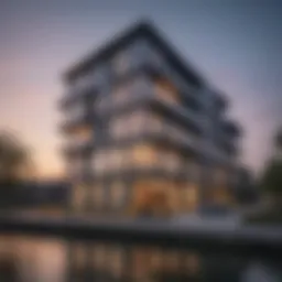 Exterior view of Preston on the Lake Apartments showcasing modern architecture