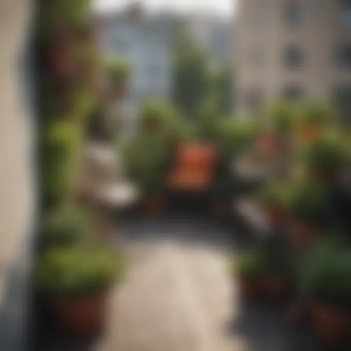 Compact balcony garden filled with herbs and flowers