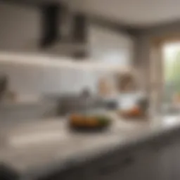 Sparkling clean kitchen countertops with organized utensils