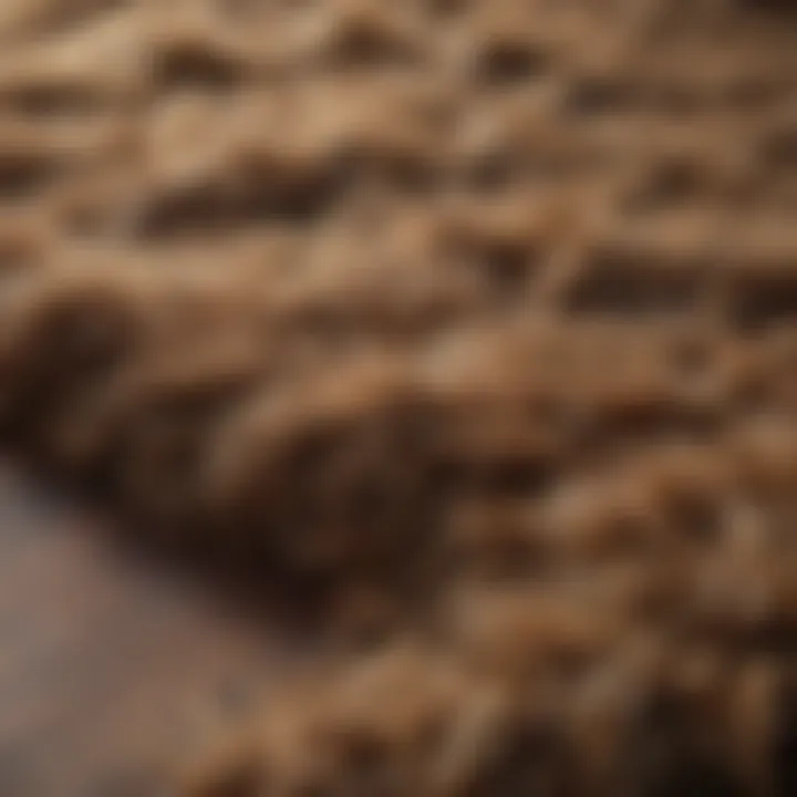 A close-up of a shag rug showcasing its texture and fibers