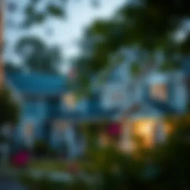A neighborhood showing various home styles and values