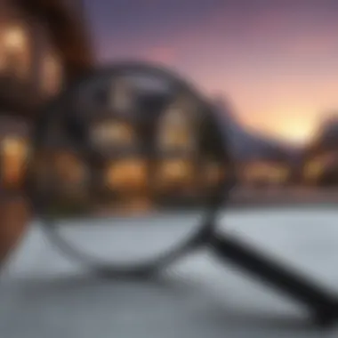 A magnifying glass over a real estate market analysis report