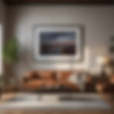 Living Room Art Display An interior living room with artwork hung at eye level.