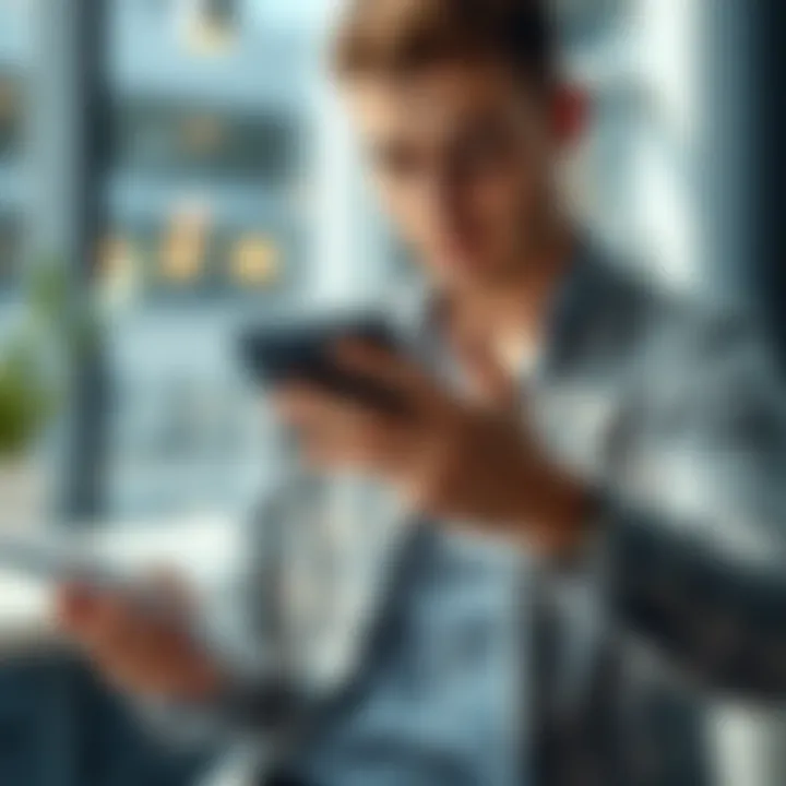 A person analyzing market data on a digital device