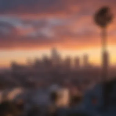 Stunning view of the Los Angeles skyline at sunset