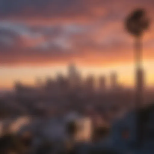 Stunning view of the Los Angeles skyline at sunset