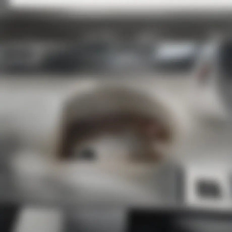 A close-up of a clogged kitchen sink with water pooling around the drain.