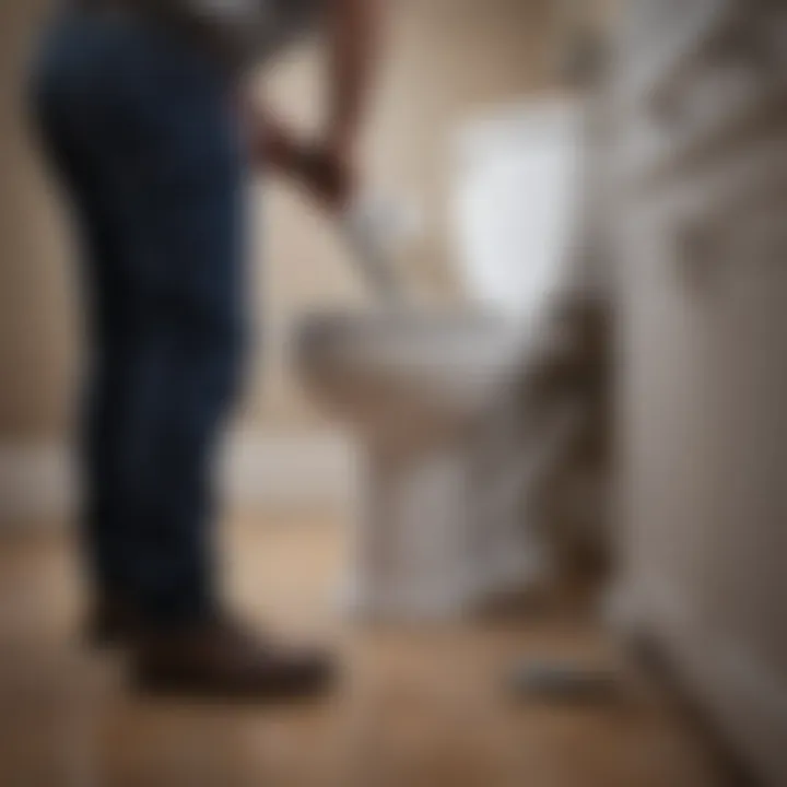 Professional plumber using an auger