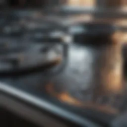 Close-up view of a glass cooktop with tough stains